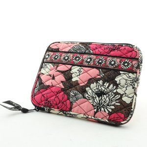 Vera Bradley Mocha Rouge Floral Tablet Sleeve Cosmetic Bag 7x9x1 * Like New